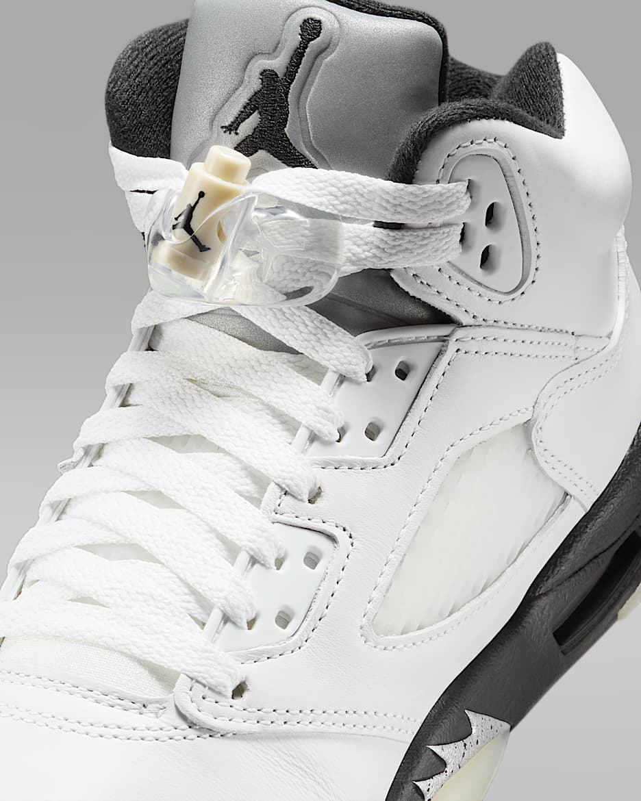 Air Jordan 5 Retro White and Black Big Kids Shoes. Nike